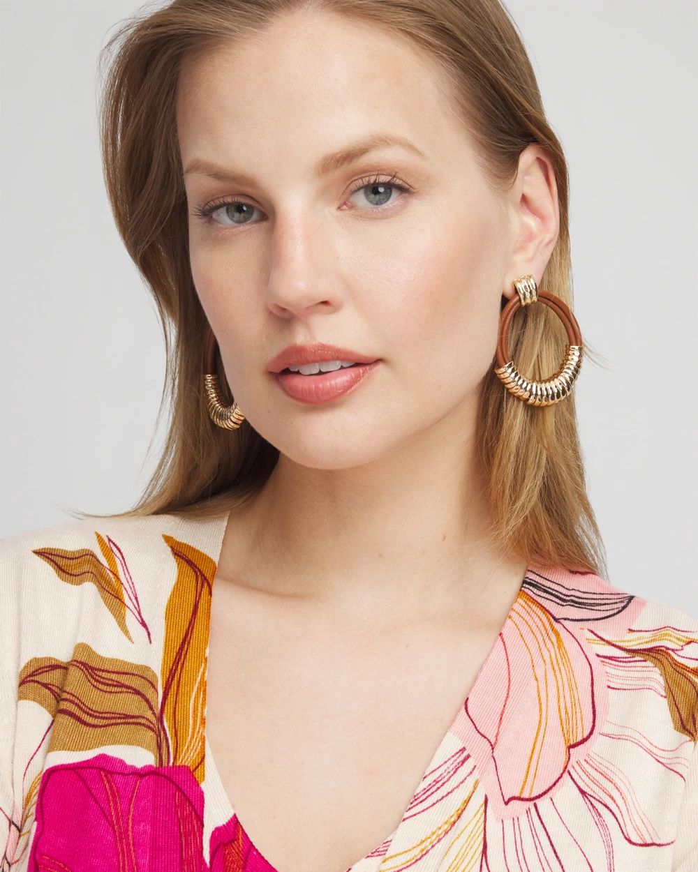 No Droop® Neutral Leather Hoop Earrings