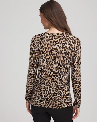 Cashmere Animal Long-Sleeve Pullover Sweater click to view larger image.