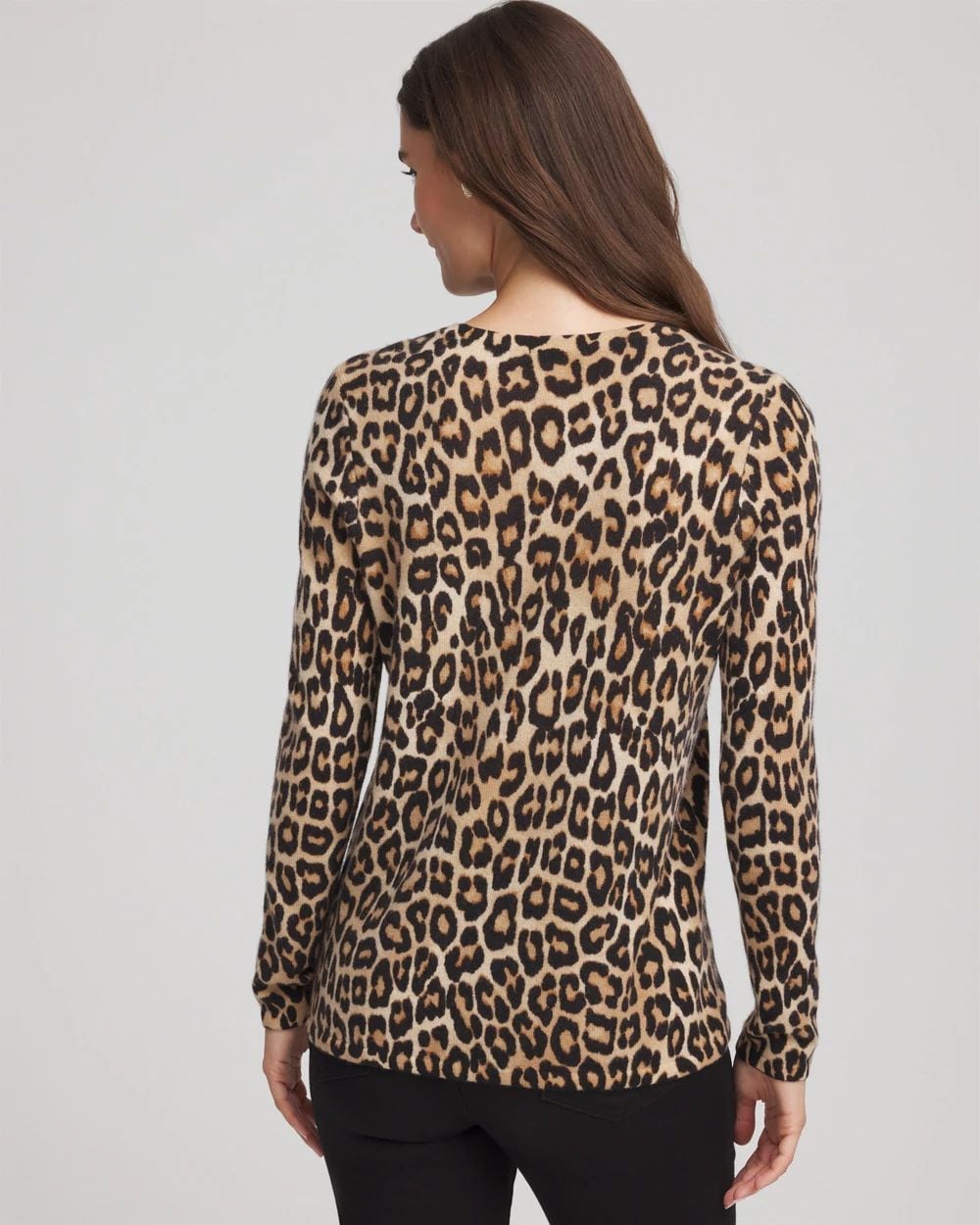 Cashmere Animal Long-Sleeve Pullover Sweater