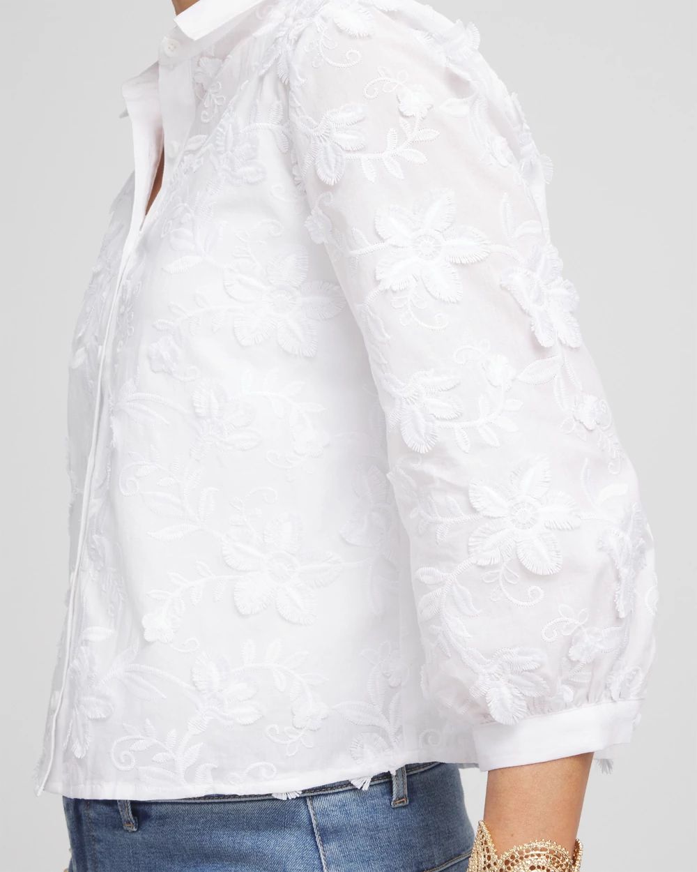 Floral Cotton Voile Collared Shirt
