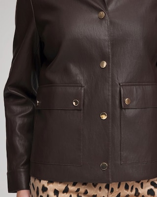 Snap Front Faux Leather Jacket click to view larger image.