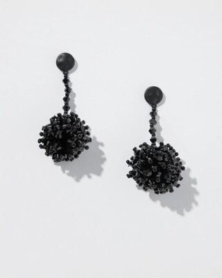 Beaded Pom Drop Earrings