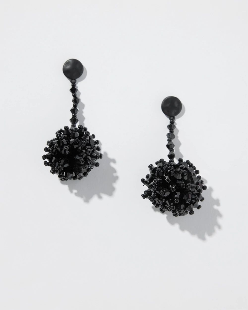 Beaded Pom Drop Earrings
