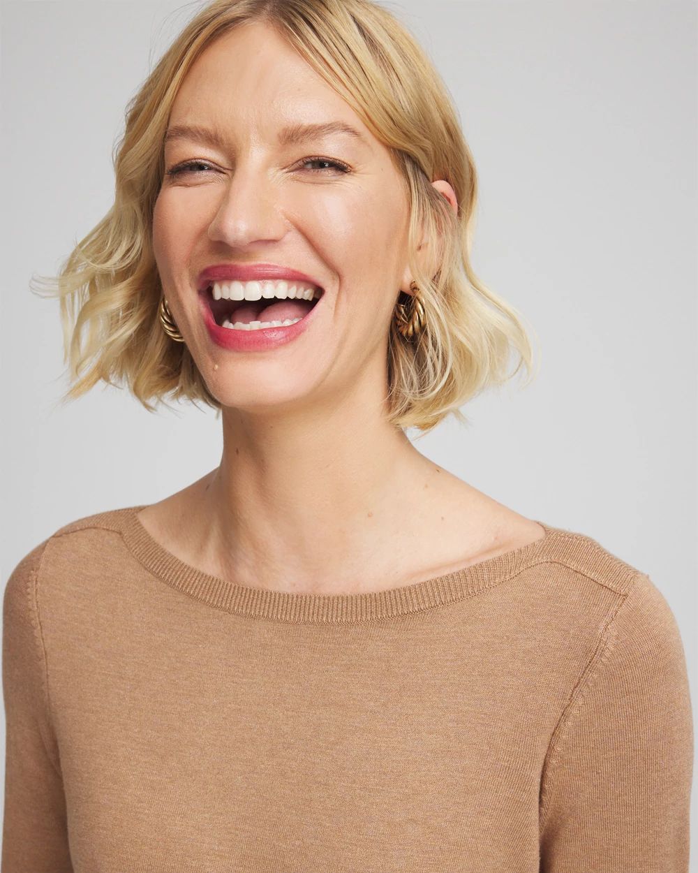 Ella Ribbed-Bateau Pullover Sweater click to view larger image.
