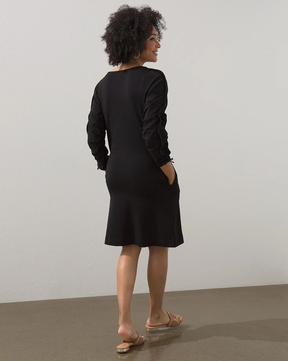 Adjustable Ruched Sleeve Dress