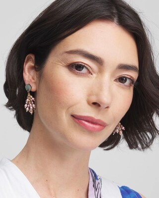 No Droop® Shell Beaded Cluster Earrings click to view larger image.