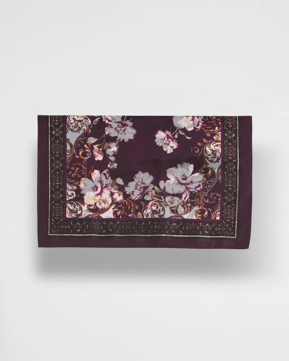 Frosty Floral Square Neckerchief Scarf