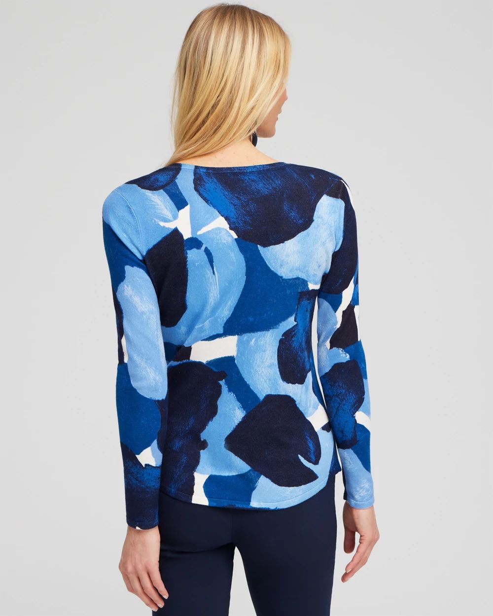 Spun Rayon Abstract V-neck Pullover
