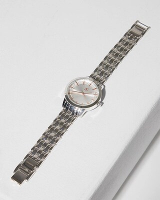 Silvertone Metal Watch with Glitz Face