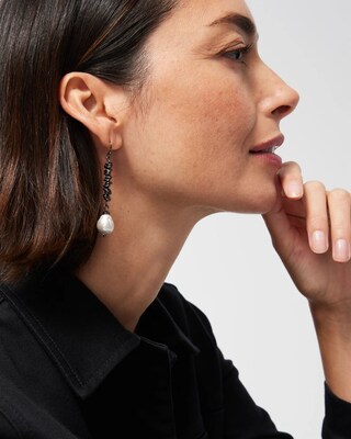 Faux Pearl Linear Earrings