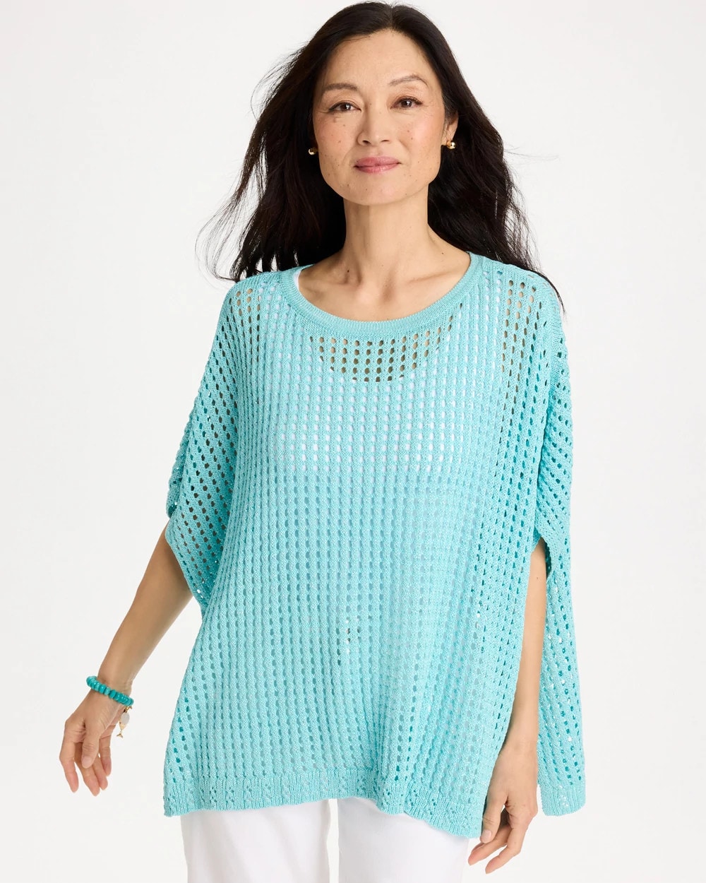 Lurex Open-Stitch Sweater Poncho | Chico's