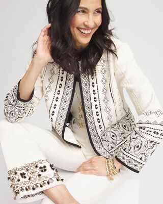 Embroidered Jacquard Tweed Jacket click to view larger image.