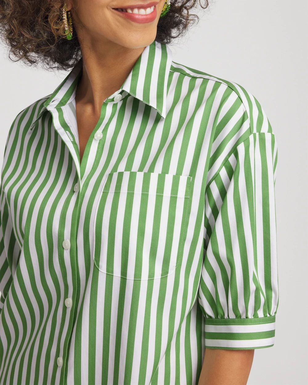 No Iron™ Short Striped Shirt