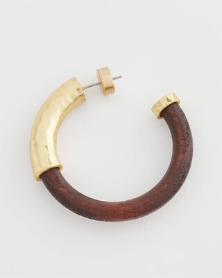 Gold & Wood Hoop Earrings click to view larger image.