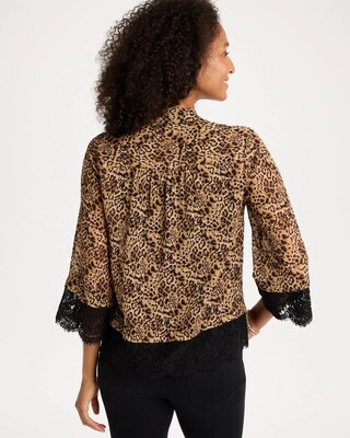 Prestige Print Lace Tie-Neck Blouse click to view larger image.
