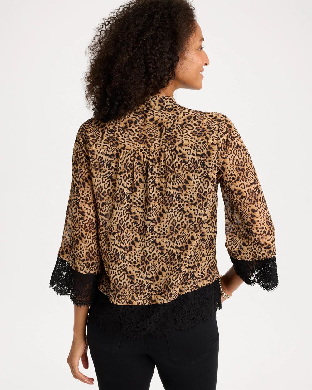 Prestige Print Lace Tie-Neck Blouse click to view larger image.