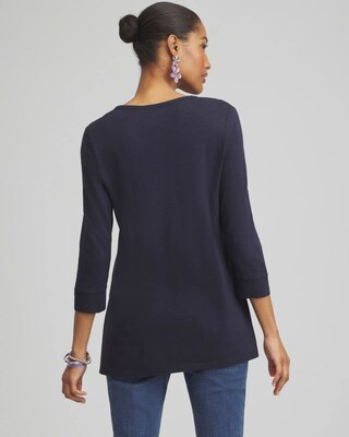 Floral Henley Side Slit Tunic