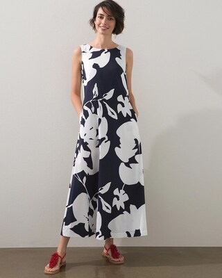 Print Trapeze Smocked Maxi Dress