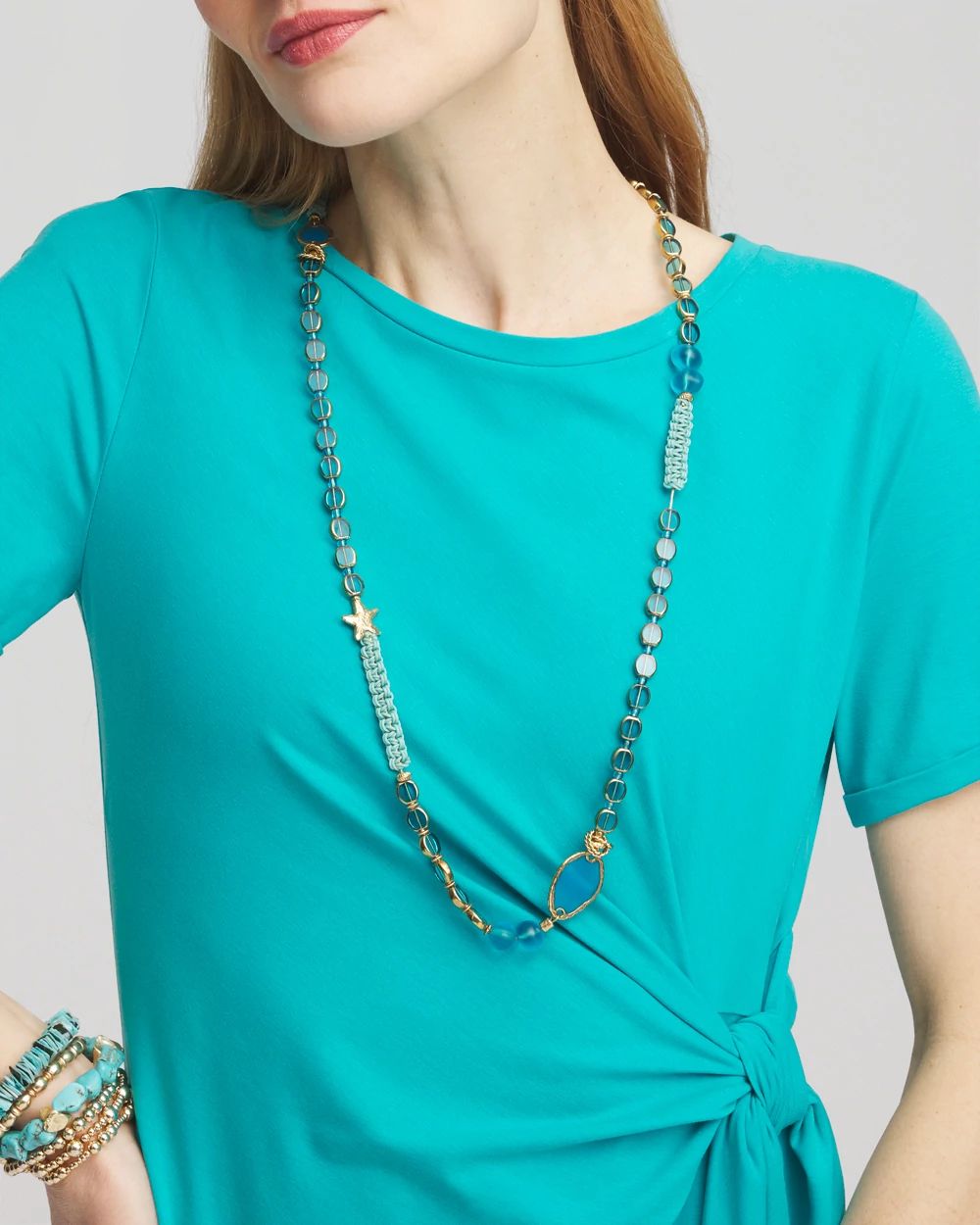 Sea Blue Single-Strand Necklace