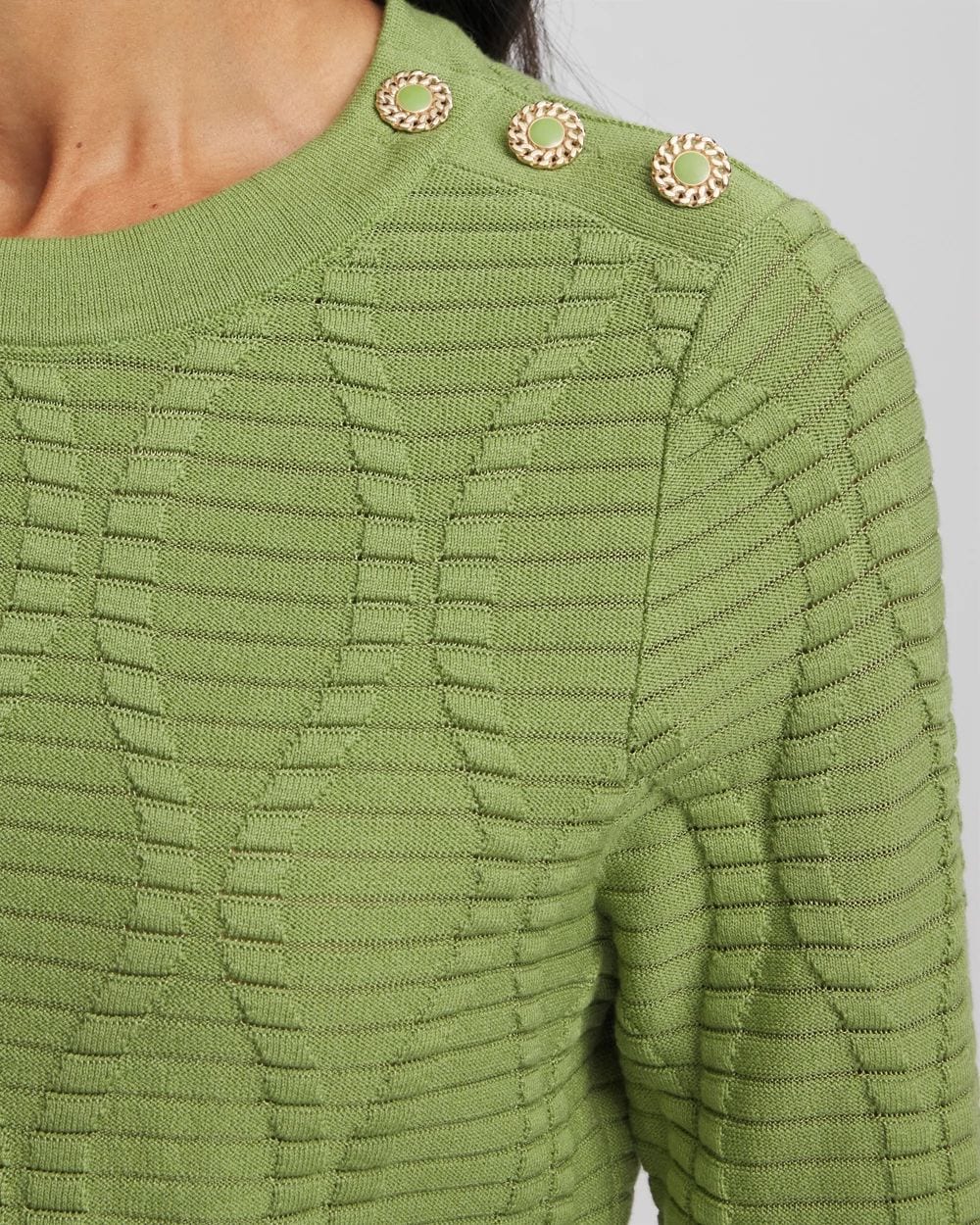 Button Shoulder Crewneck Pullover click to view larger image.