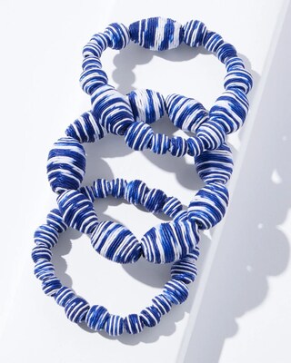 Blue & White Stretch Bracelets Set