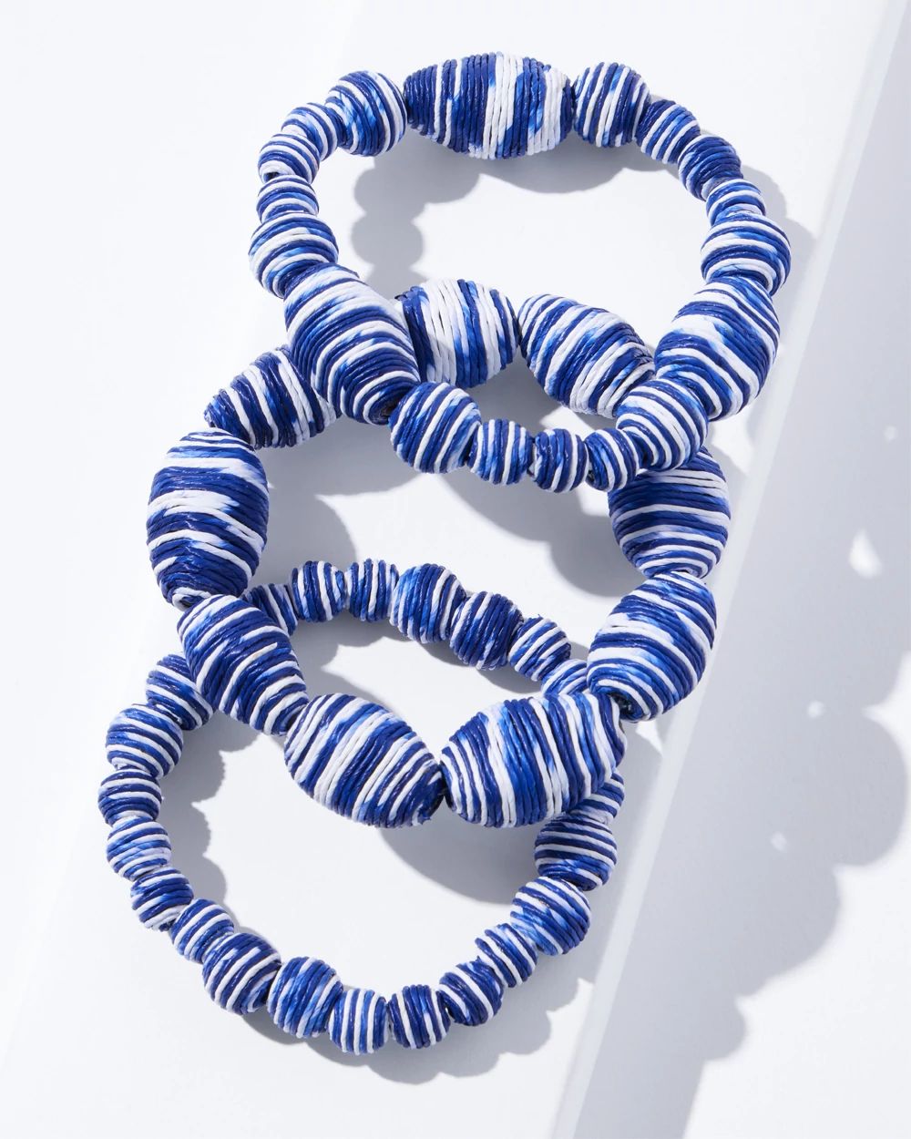 Blue & White Stretch Bracelets Set