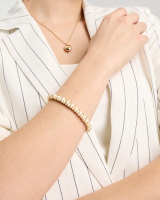 White Gold Slice Stretch Bracelet click to view larger image.