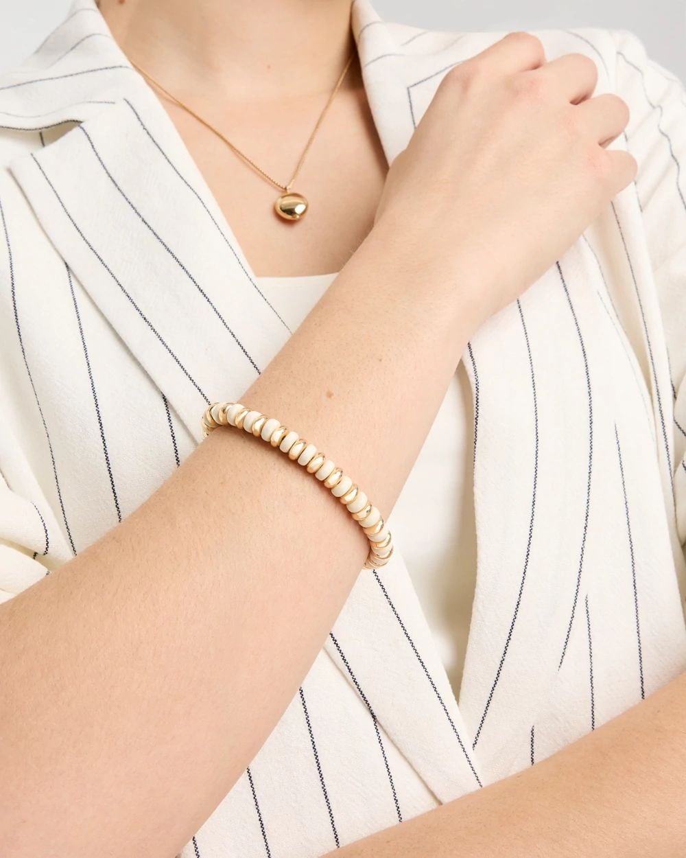 White Gold Slice Stretch Bracelet