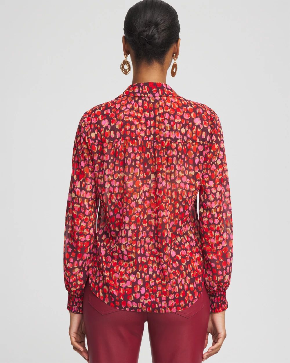 Chiffon Ruffle-Trim Blouse