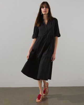 Poplin Tiered Midi Dress