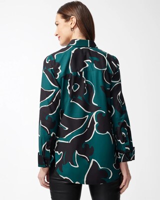 No Iron Stretch Scroll Print Shirt
