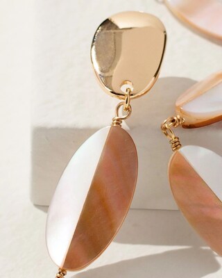 Shell and Gold Tone Linear Earrings