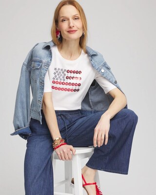 Flag Embellished Knit Tee click to view larger image.