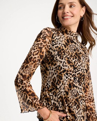 Cheetah Print Lace Mockneck Top click to view larger image.
