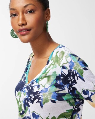 Linen Floral 3/4 Sleeve Tee