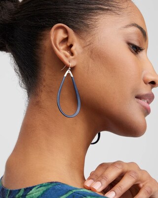 Navy Teardrop Hoops
