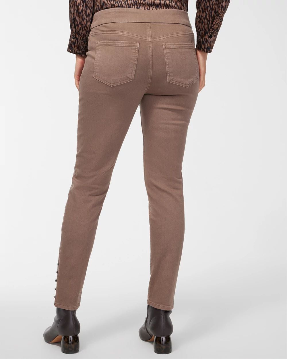 Studded Hem Pull-On Ankle Jeggings click to view larger image.