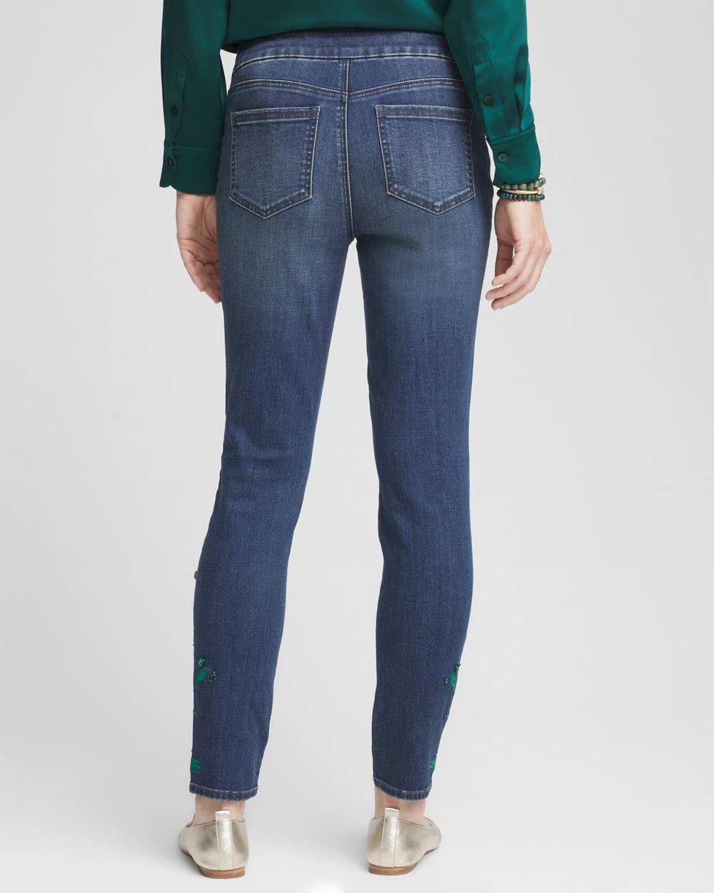 Emerald Jewel Pull-On Ankle Jeggings