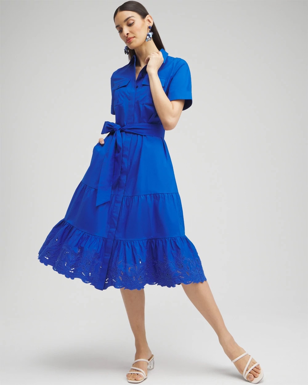 Poplin Cutout Shirt Dress