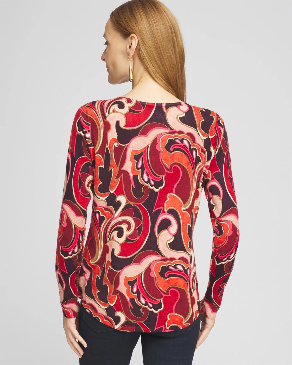 Swirl V-Neck Pullover Sweater