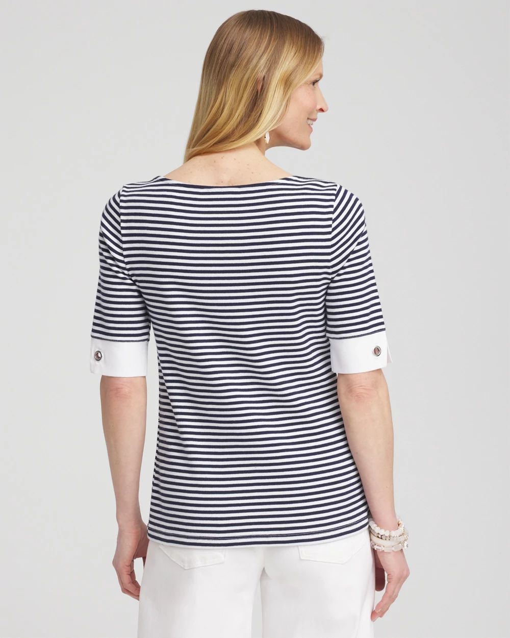 Stripe Grommet Detail Tee