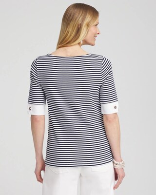 Stripe Grommet Detail Tee