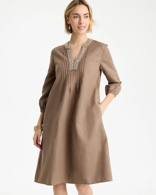 Linen-Cotton Pintuck Dress click to view larger image.