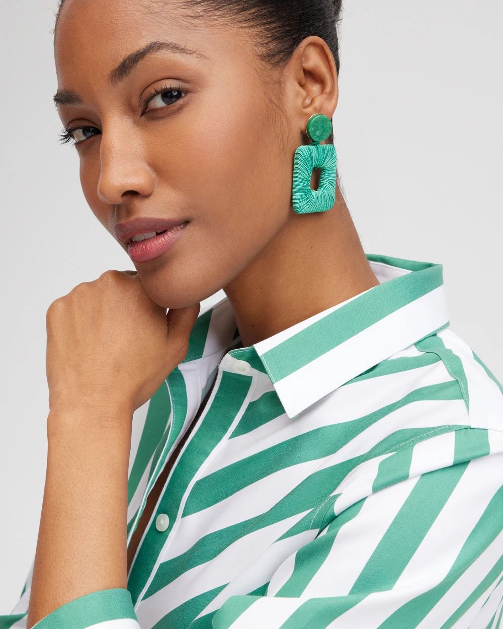 Green Square Earrings