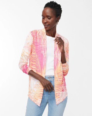 Linen Tropical Print Convertible Cardigan