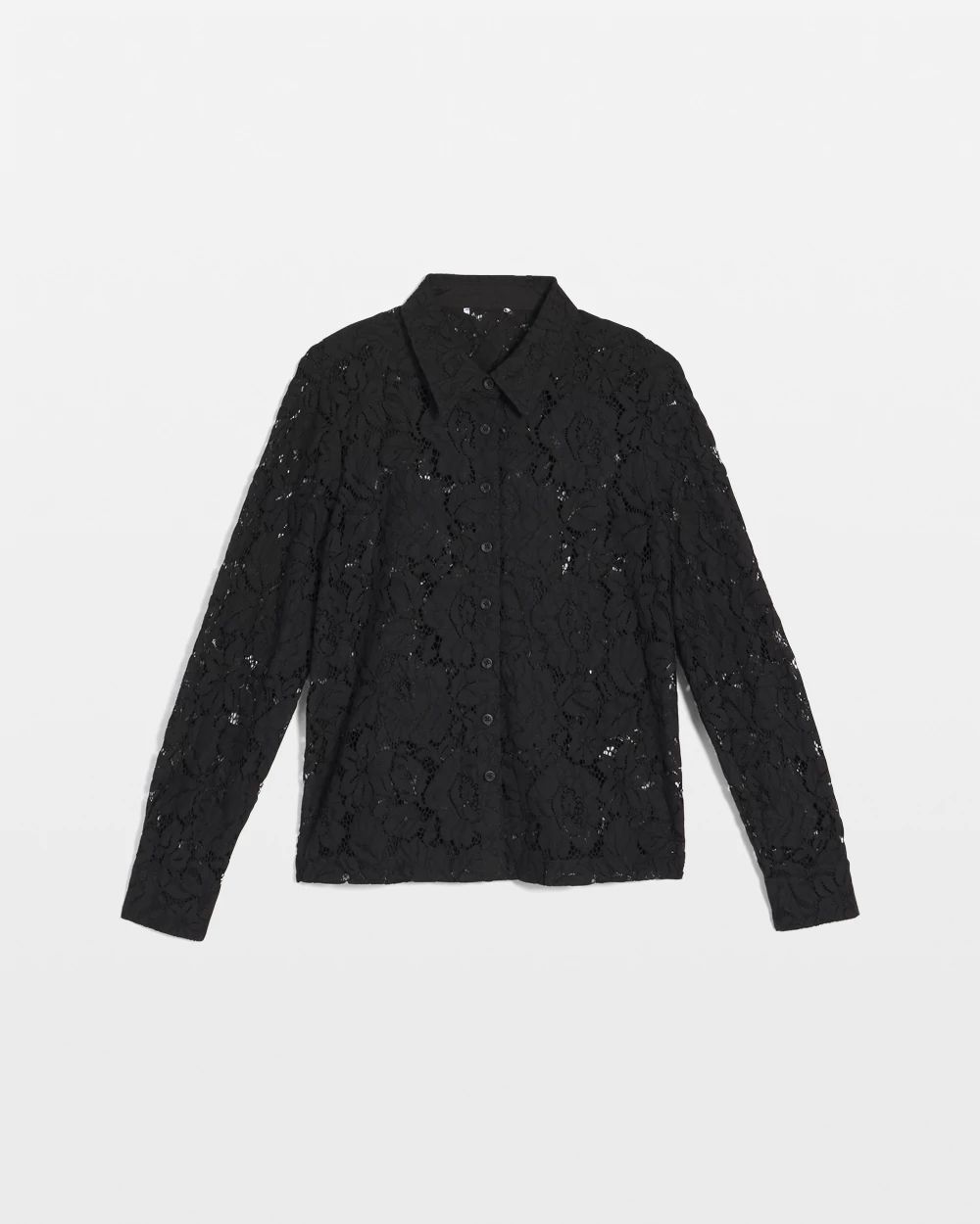 Classic-Fit Collared Lace Shirt