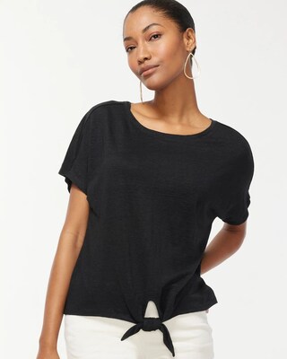 Linen Tie Front Tee