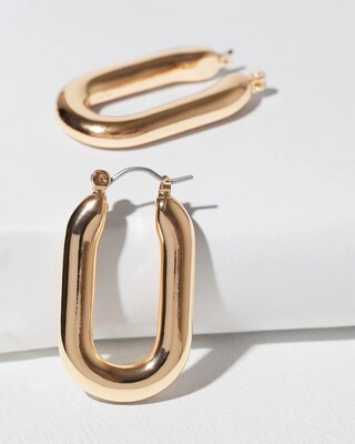 Gold Tone Oval Hoop Earrings