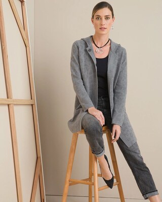 Tonal Animal-Print Cardigan/Coat