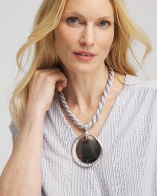 Black Lip Shell Pendant Necklace click to view larger image.